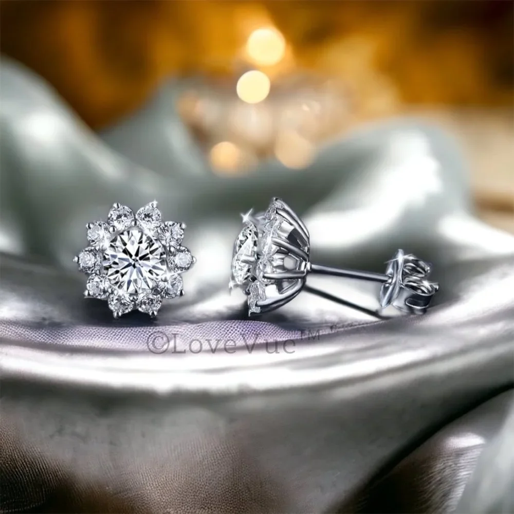 Certified 1ct. t.w. Diamond Elegant Flower Stud Earrings VVS1 GRA Certified - Picture 7 of 16